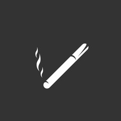 Cigarette logo on black background. Smoking vector icon