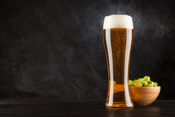 Beer glass on dark background