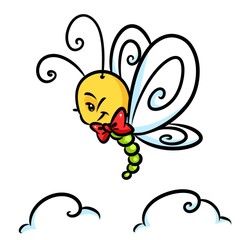 Insect butterfly flight cartoon illustration isolated image character
