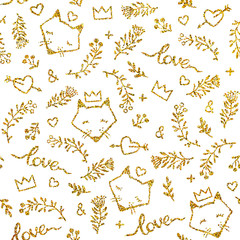 Vector seamless pattern with gold glitter
