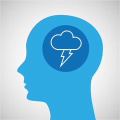 symbol weather icon. silhouette head and cloud lightning vector illustration eps 10