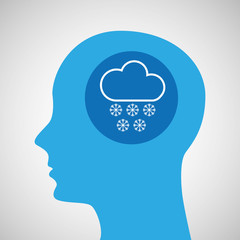 symbol weather icon. silhouette head and cloud snow vector illustration eps 10