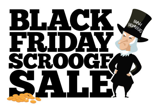 Black Friday Scrooge sale title design. EPS 10 vector.