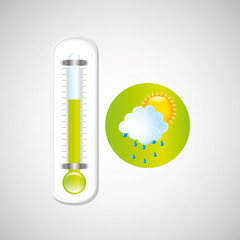 weather forecast rain sun. thermometer green icon vector illustration eps 10