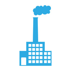 Naklejka premium industrial factory building plant blue icon over white background. vector illustration