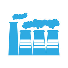 industrial factory building plant blue icon over white background. vector illustration