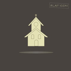Light church on black, flat icon vector illustration