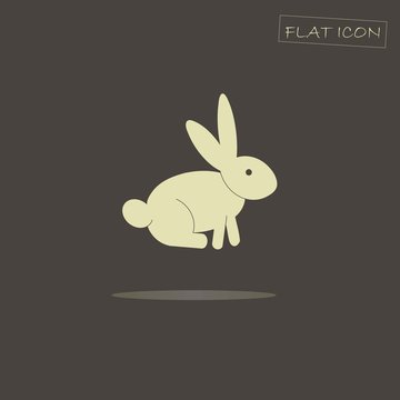 Light rabbit on black, flat icon vector illustration