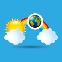globe earth weather meteorology cloud rainbow vector illustration eps 10