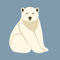 Polar bear young style vector illustration Flat