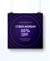 Cyber monday concept design for banner, flyer and advertisement