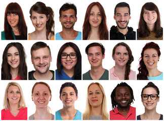 Fototapeta na wymiar Portrait Collage multikulturell Jugendliche Menschen junge Leute
