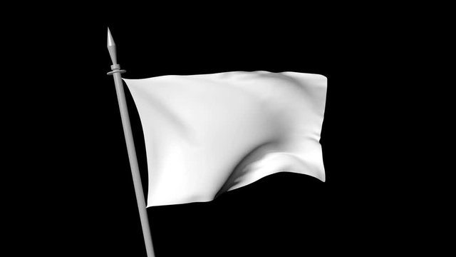 White flag waving on black background