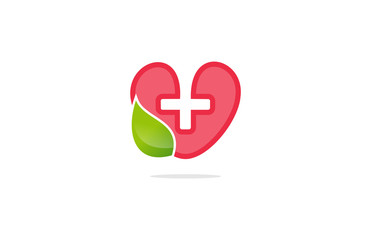 Obraz premium cross heart leaf health logo