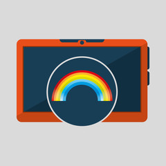laptop technology. weather forecast rainbow icon graphic vector illustration eps 10