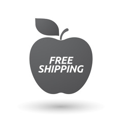 Isolated apple fruit with    the text FREE SHIPPING