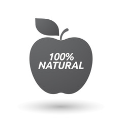 Isolated apple fruit with    the text 100% NATURAL