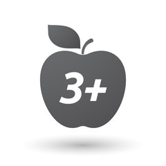 Isolated apple fruit with    the text 3+