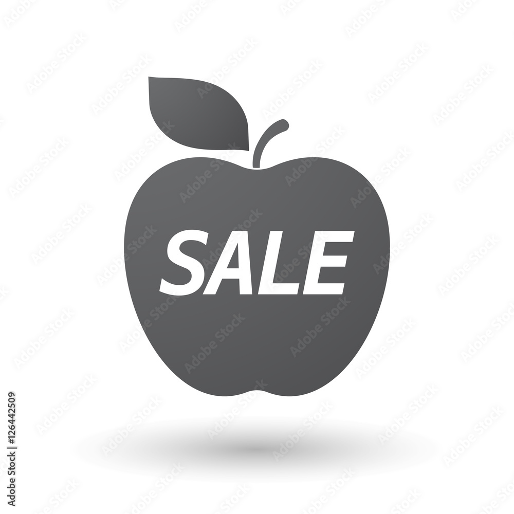 Wall mural isolated apple fruit with the text sale