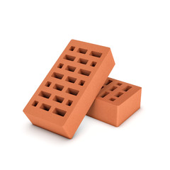 Rendering of face bricks isolated on white background