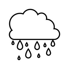 cloud with water drops  icon over white background. rainy weather. vector illustration