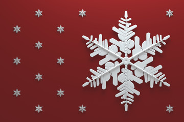 3d rendering abstract background with snowflakes. Christmas or xmas background illustation. Winter holiday theme. High detailed snowflake.