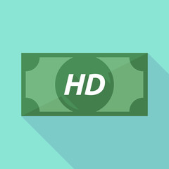 Long shadow bank note with    the text HD