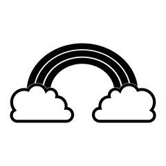 silhouette of rainbow and clouds icon over white background. vector illustration