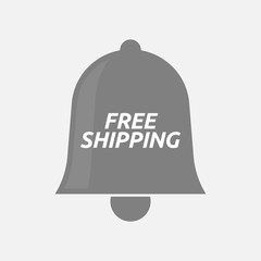 Isolated bell icon with    the text FREE SHIPPING