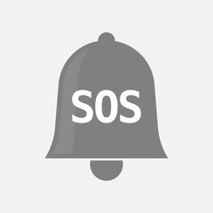 Isolated bell icon with    the text SOS