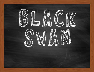 BLACK SWAN handwritten text on black chalkboard