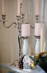 Beautiful candle holders in a beautiful interior. Happy New Year!