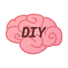 Isolated brain icon with    the text DIY