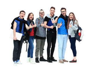 Obraz premium Happy young group of people standing togethe