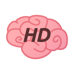 Isolated brain icon with    the text HD