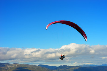 Kite flyer in the sky background