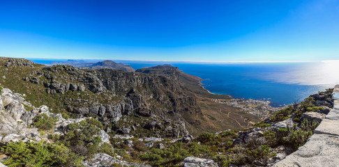 Table Mountain view of Camps Bay toward Cape Peninsula and Noord