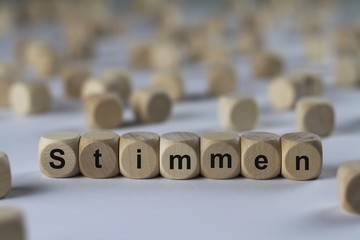 Stimmen - Holzwürfel mit Buchstaben