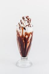chocolate milkshake on a white background