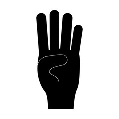counting four fingers up hand gesture icon image vector illustration design 