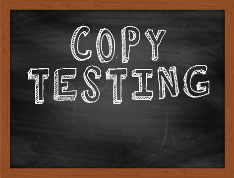 COPY TESTING handwritten text on black chalkboard