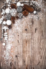 Christmas festive background with pinecone balls greeting