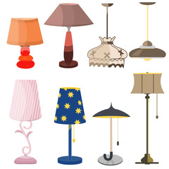 Lamps furniture set light design electric vector