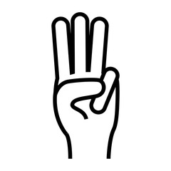 counting three fingers up hand gesture icon image vector illustration design 