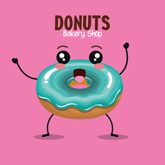 delicious donut comic character vector illustration design