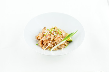 pasta with vegetables on a white background