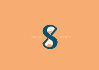 Fototapeta premium Creative logo with a double meaning, the letter X , S and hourglass