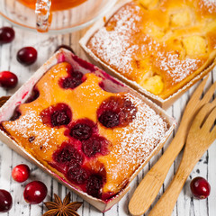 Christmas Holiday Fruit Apricot, Apple and Cranberry Cakes. Selective focus.