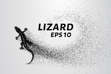 Obraz premium Lizard of particles. The lizard consists of small circles and dots. Vector illustration
