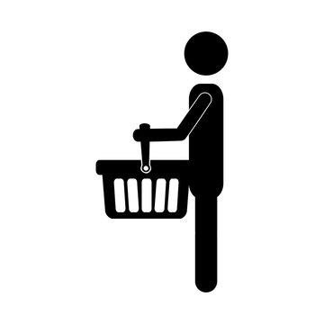man with shopping basket icon image vector illustration design 